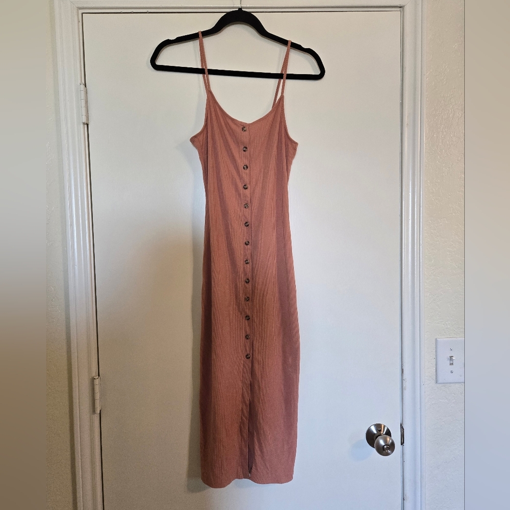 Forever 21 Button-Front Midi Dress in Mauve